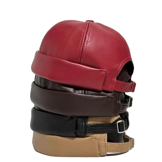 Seward Leather Docker Cap - Classic Docker Style With Clean Leather Finish Timeless Look