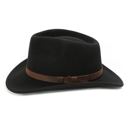 Black Wool Cowboy Fedora Hat – Crushable Outback Felt Hat