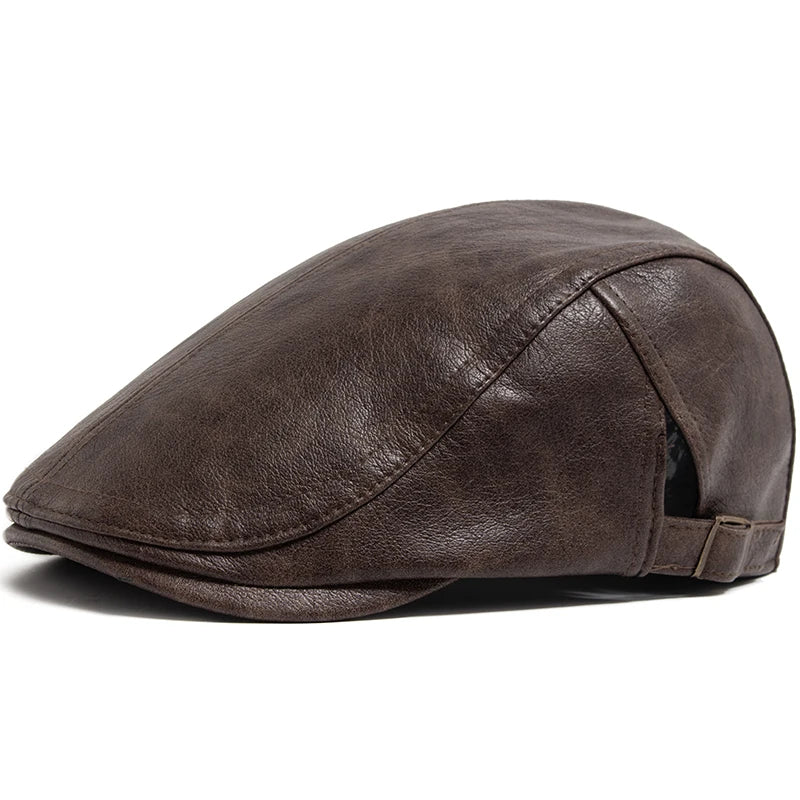 Premium Faux Leather Ivy Cap | English Winter Flat Cap | Urban Caps NZ
