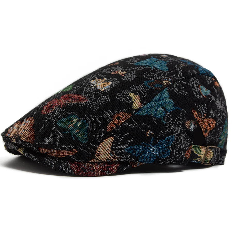 Butterfly Embroidered Ivy Cap | Elegant Spring Flat Cap | Urban Caps NZ