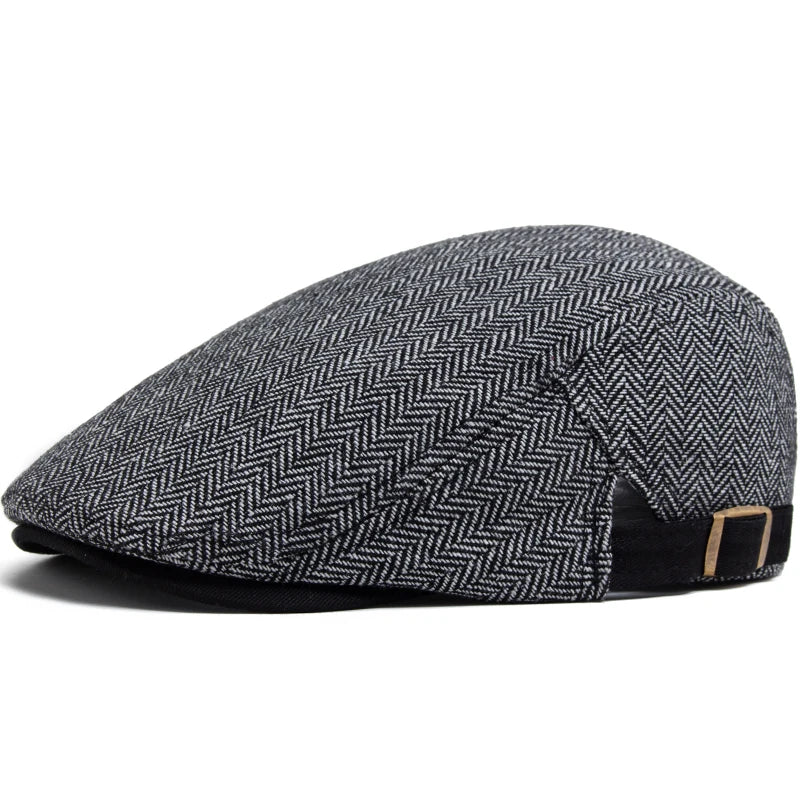 Striped Herringbone Ivy Cap | Heritage Autumn Flat Cap | Urban Caps NZ