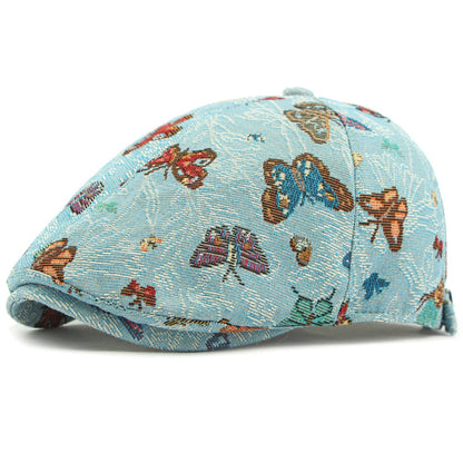Tewkesbury Animal-Print Beret in Panels Blue
