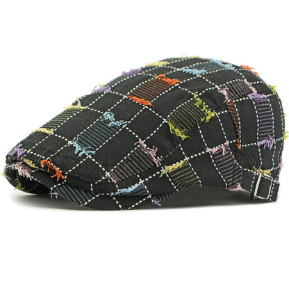Stroud Vintage Plaid Beret in Black