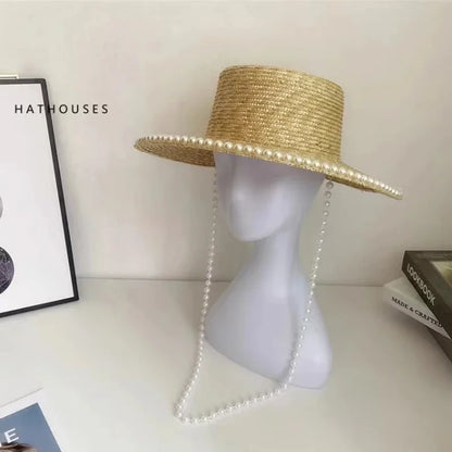 Brighton Pearl-Trim Straw Sun Hat