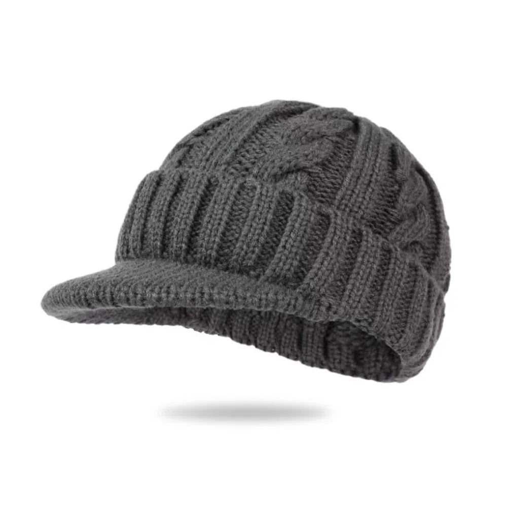 Winter Knitted Brim Beanie – Warm Ear Protection Outdoor Cap