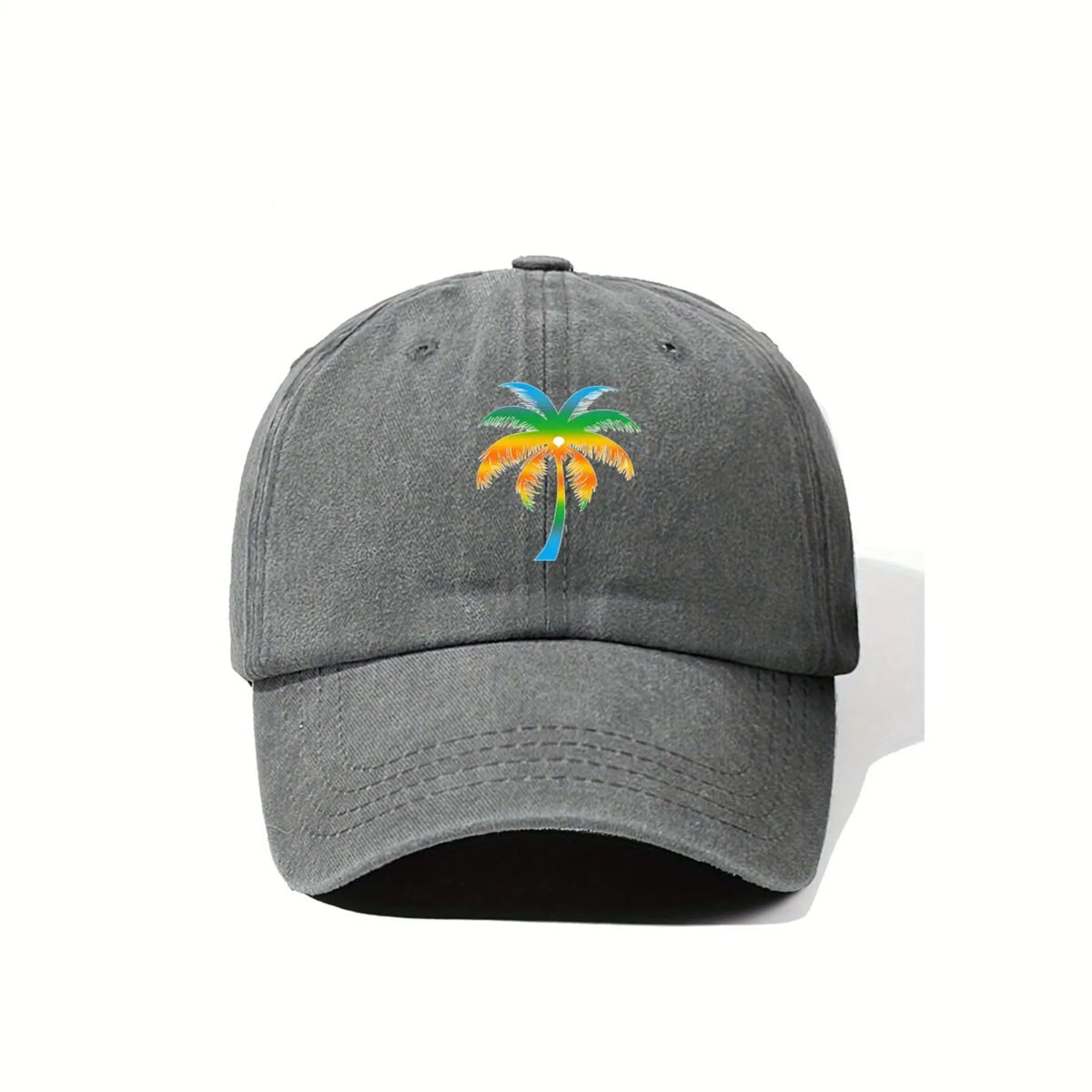 Palm Tree Embroidered Washed Cotton Cap – Unisex