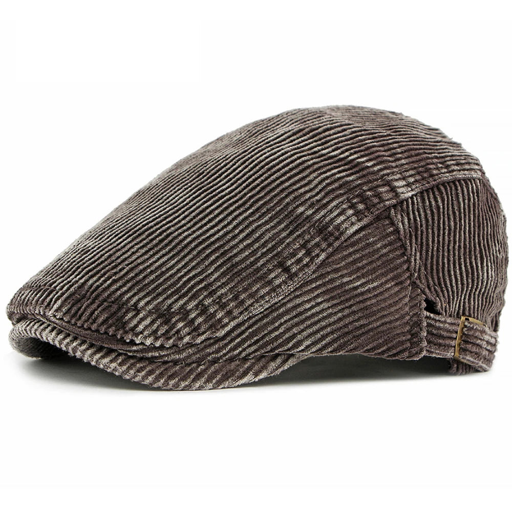 Derby Corduroy Patchwork Beret in Grey Coffee