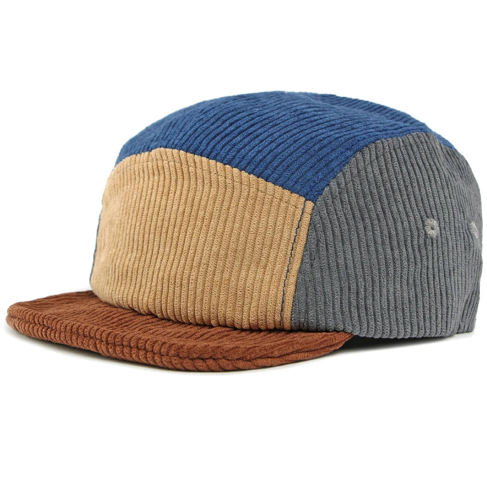 Clapham Corduroy Baseball Cap in Blue And Caramel