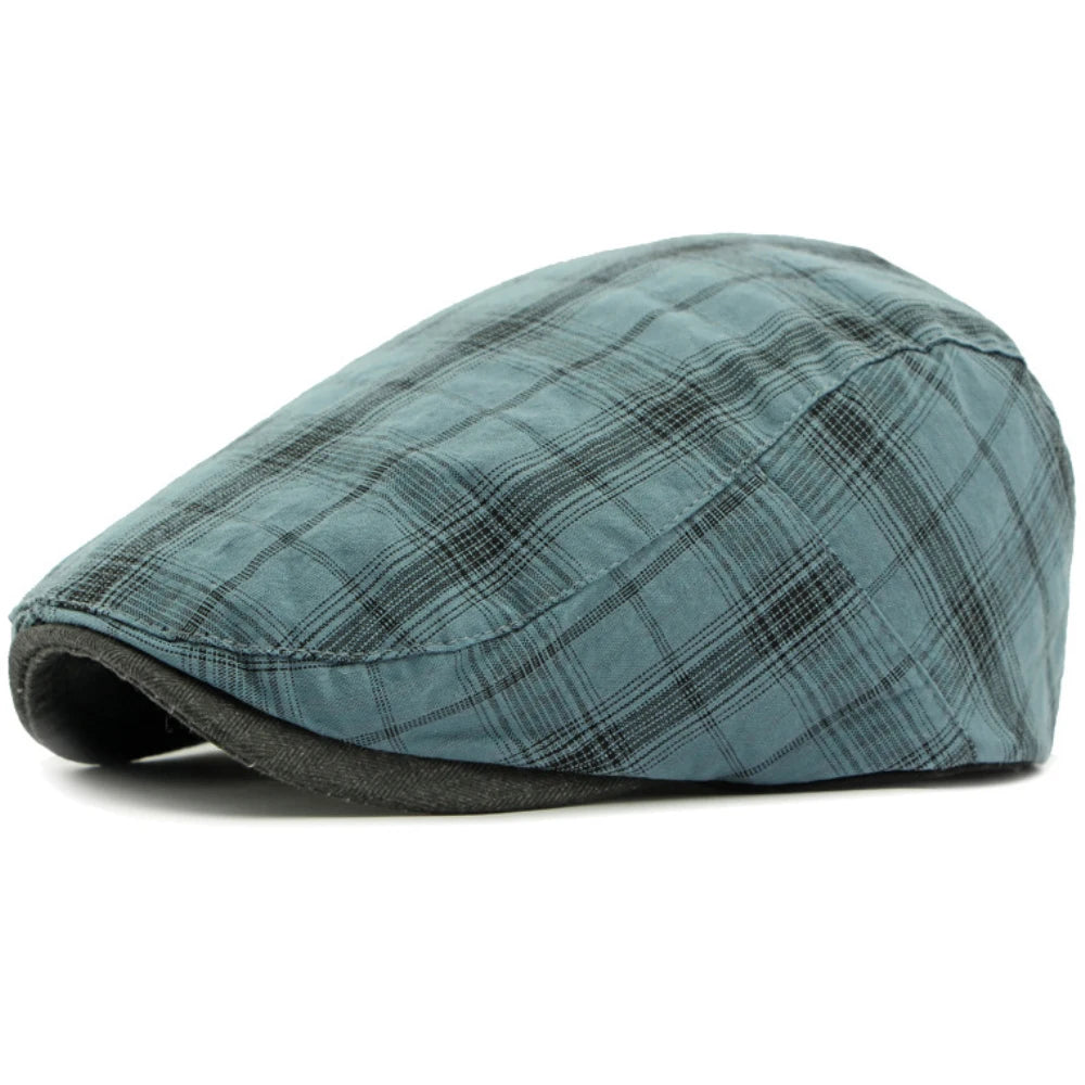 Assisi Plaid Artist Beret in Blue