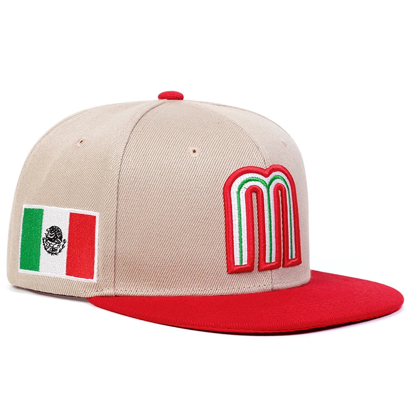 The Maradona | M Letter Flag Embroidery Snapback Cap | Urban Caps NZ