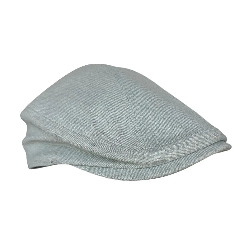 Sunderland Big-Fit Denim Newsboy Cap in Light Blue And White