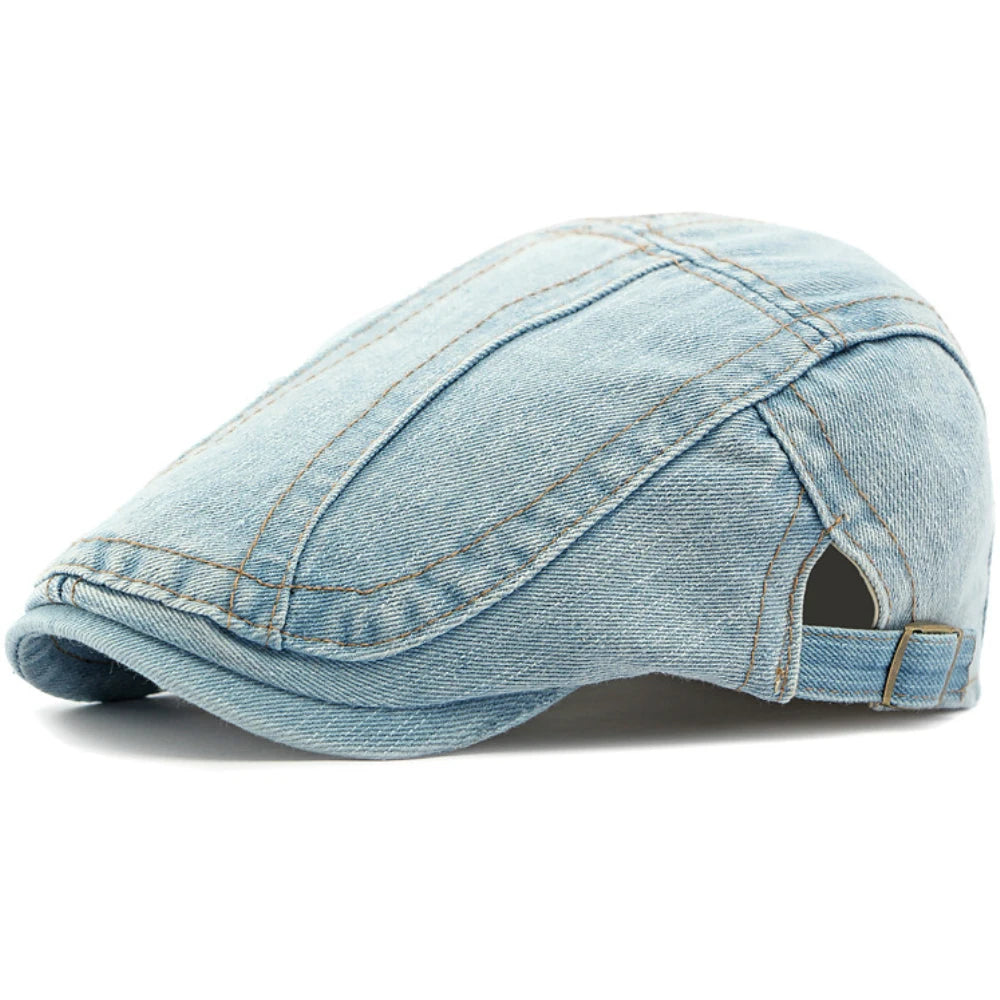 Bologna Denim-Style Beret in Light Blue