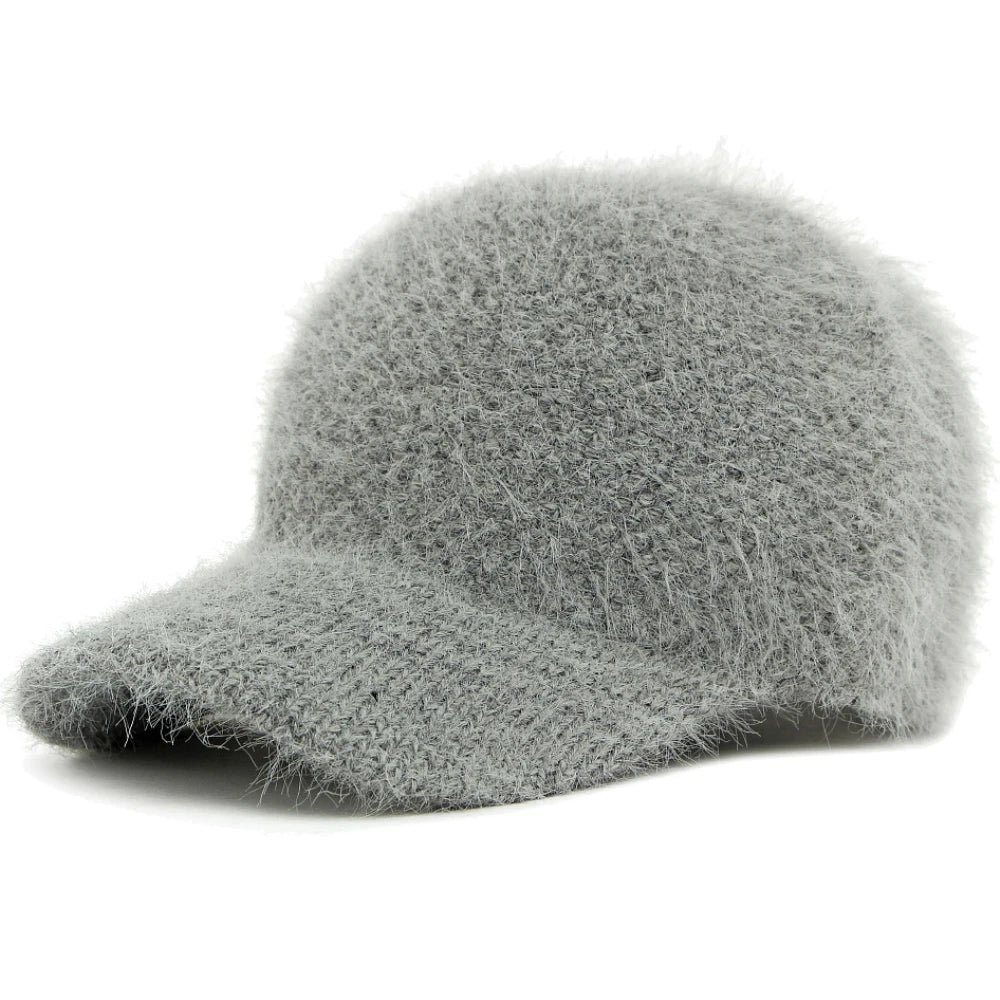 Bermondsey Rabbit Fur-Trim Baseball Cap in Gray
