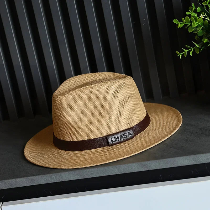 Ashcombe Woven Panama-Style Fedora in Khaki