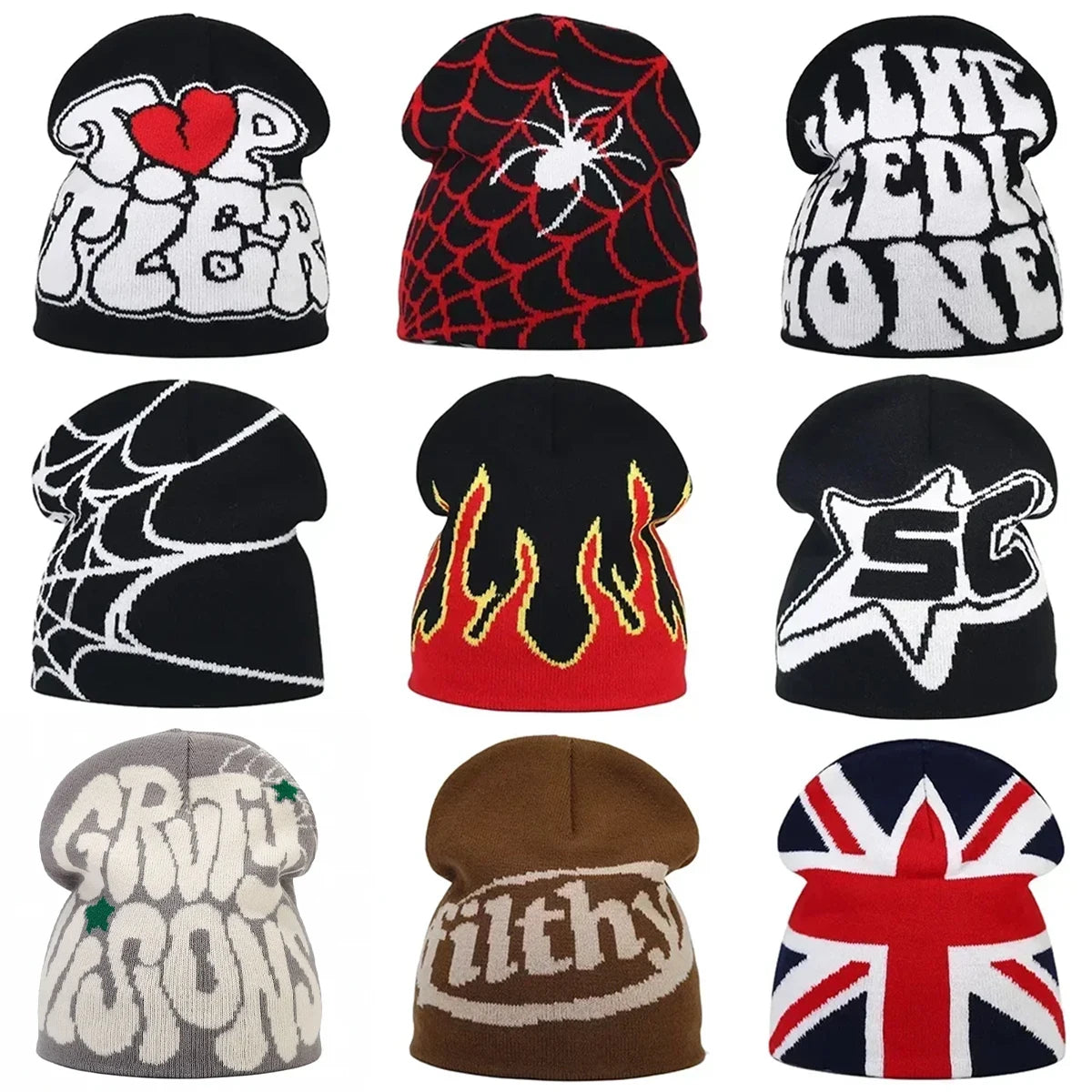 The Skullcap | Y2K Letter Knitted Hip Hop Beanie | Urban Caps NZ