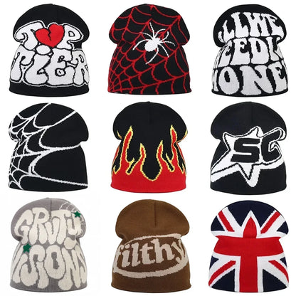 The Skullcap | Y2K Letter Knitted Hip Hop Beanie | Urban Caps NZ