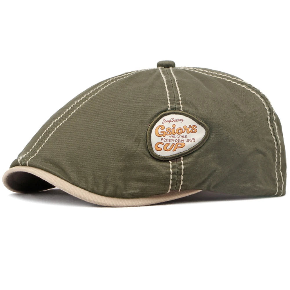 Cheltenham Letter-Pattern Beret in Army Green