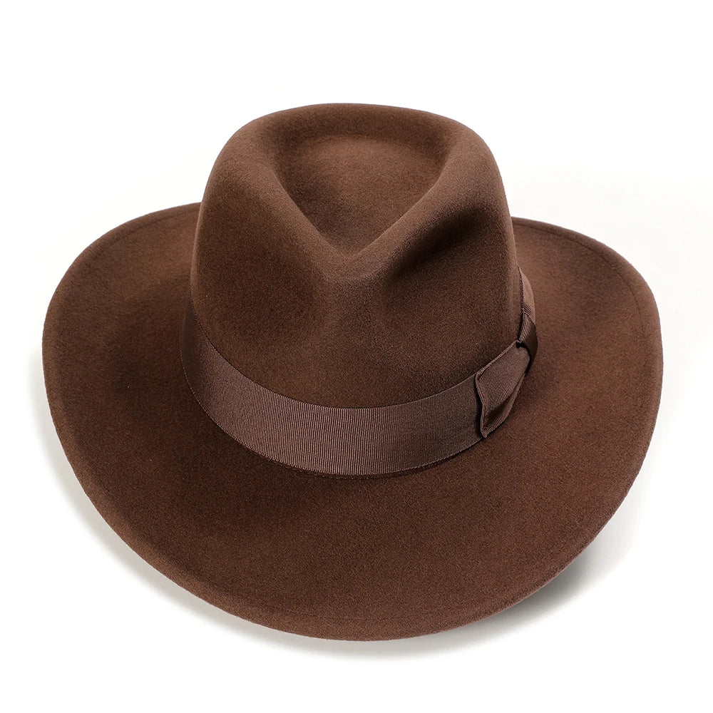 Wool Felt Outback Fedora Hat – Crushable Indiana Jones Cowboy Style Hat