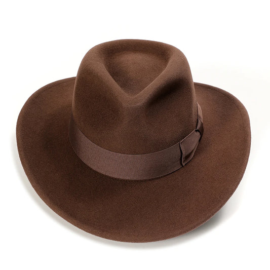 Wool Felt Outback Fedora Hat – Crushable Indiana Jones Cowboy Style Hat