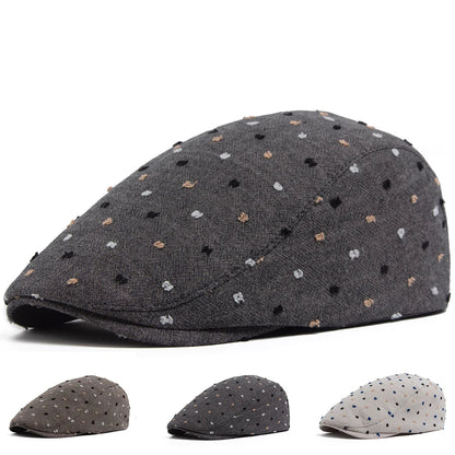 Polka Dot Linen Ivy Cap | Milan Summer Flat Cap | Urban Caps NZ