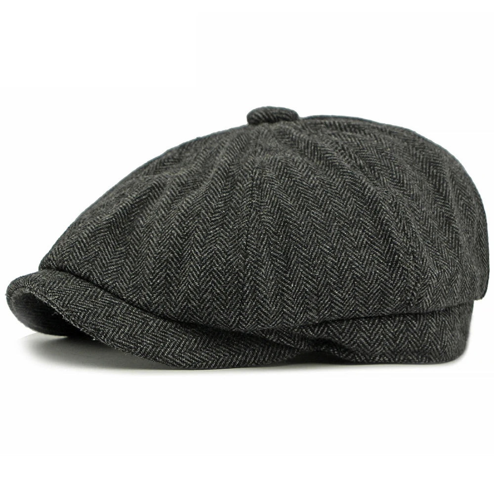 Verona Striped Wool Beret in Black