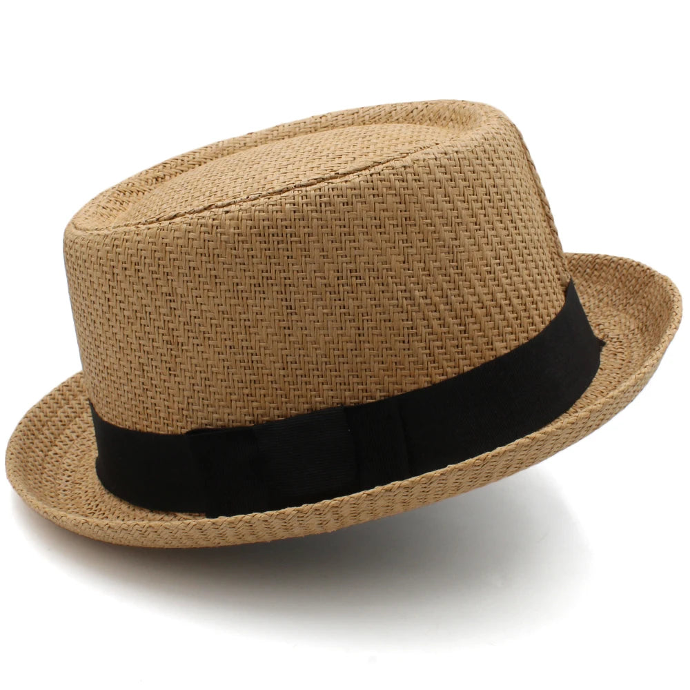 Newport Straw Pork Pie Hat in Khaki