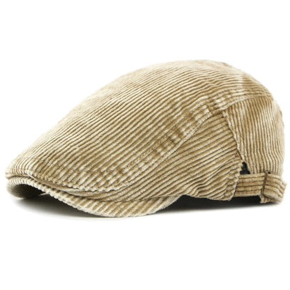 Derby Corduroy Patchwork Beret in Khaki