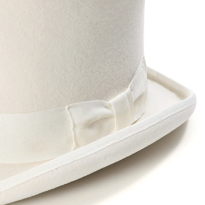 Classic White Top Hat – Premium Wool Felt Victorian Gentleman Hat