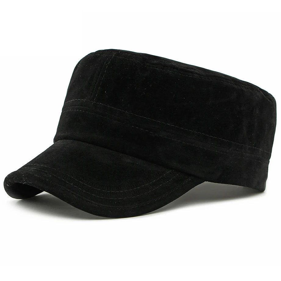 Islington Suede Cadet Cap in Black