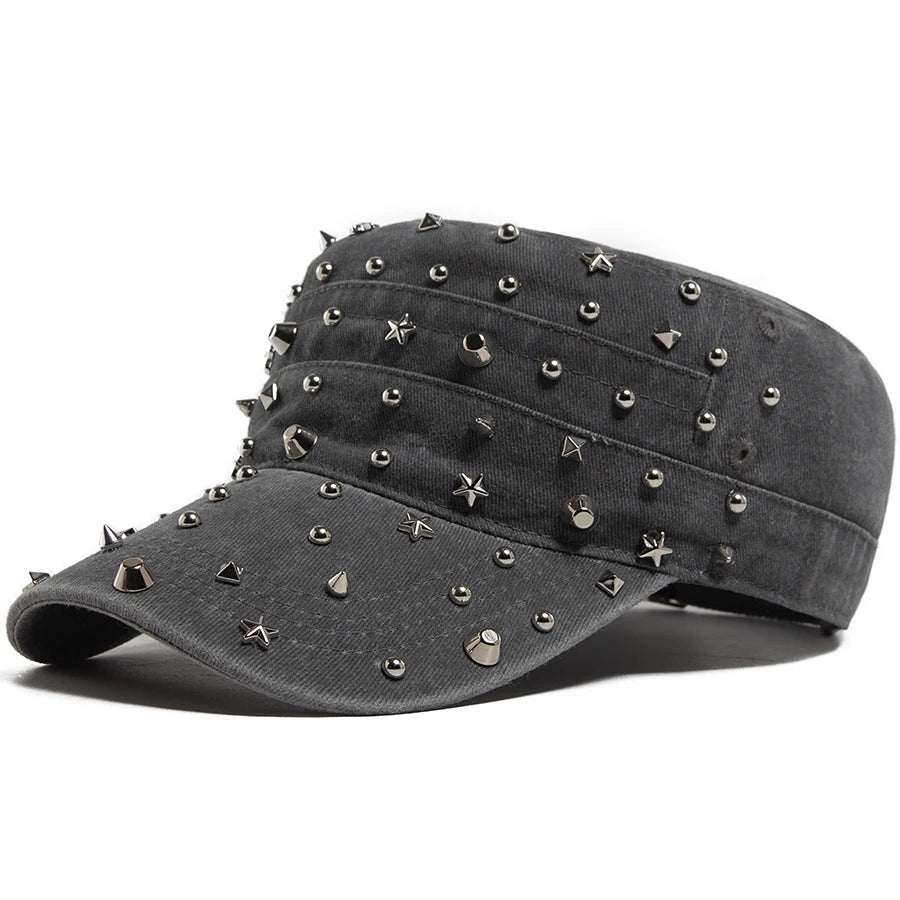 Rivet Detail Cotton Baseball Cap | Punk Rock Sports Cap | Urban Caps NZ