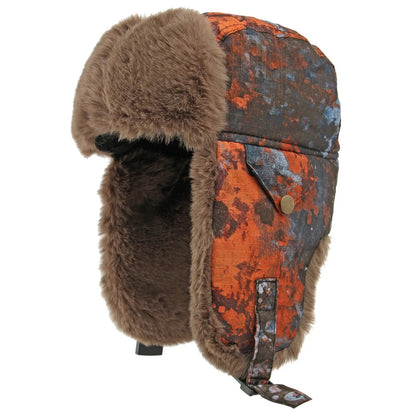 Arctic Camouflage Trapper Hat in Orange