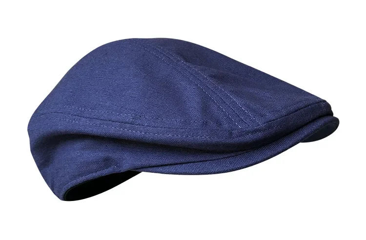 Chester Linen Newsboy Cap in Dark Blue