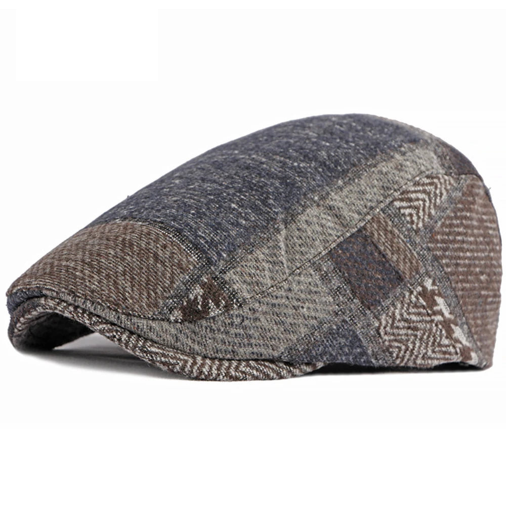 Penrith Plaid Artist Beret in Navy Blue