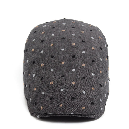 Polka Dot Linen Ivy Cap | Milan Summer Flat Cap | Urban Caps NZ
