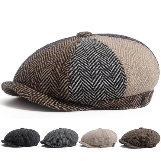 Retro Herringbone Newsboy Cap | Warm British Cap | Urban Caps NZ