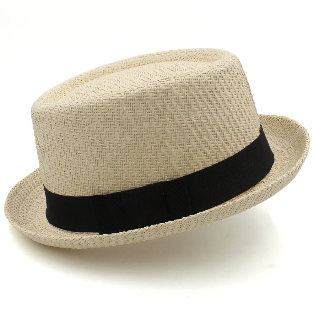 Newport Straw Pork Pie Hat in Beige