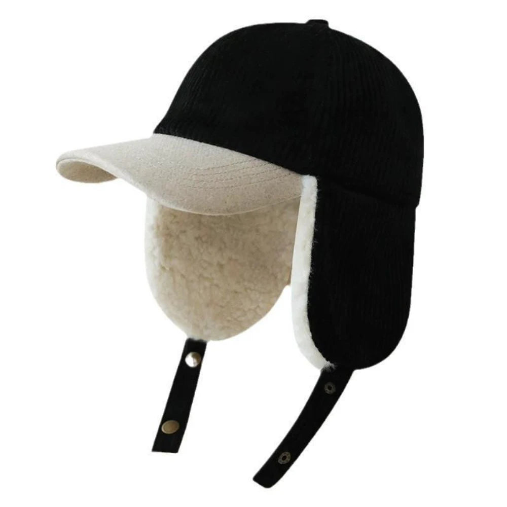 Camberwell Fleece Patchwork Cap in Black