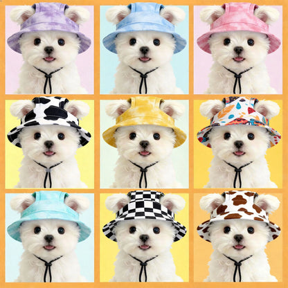 Small dog sun hat with ear holes in pink