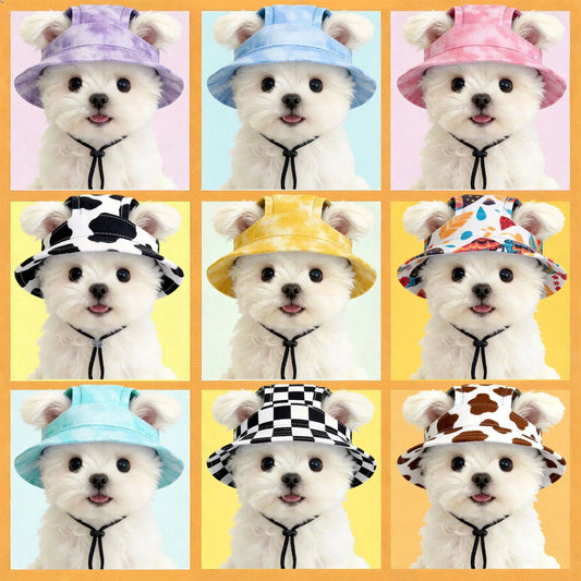 Small dog sun hat with ear holes in pink