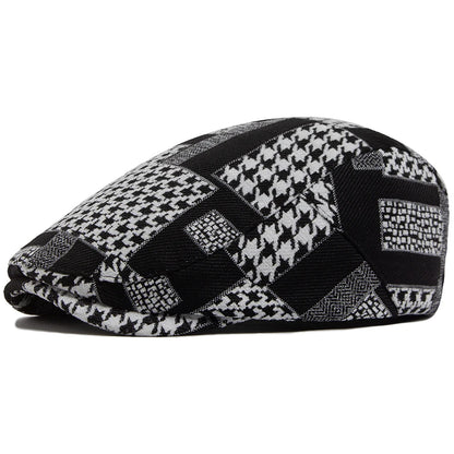 Houndstooth Print Ivy Cap | Classic Country Flat Cap | Urban Caps NZ