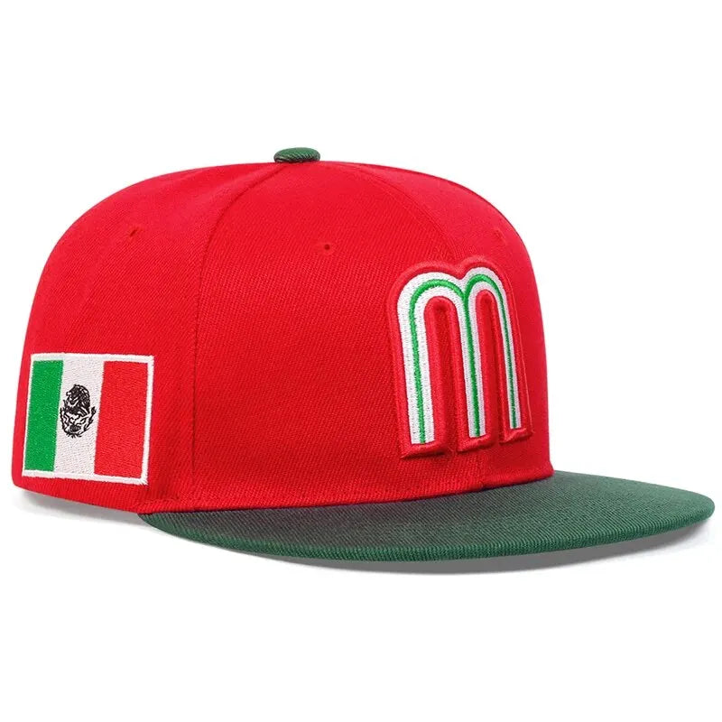 The Maradona | M Letter Flag Embroidery Snapback Cap | Urban Caps NZ