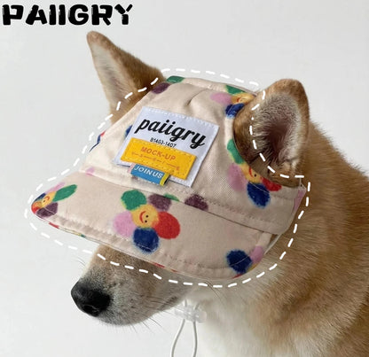Dog visor cap shown in seven colours including a colourful print