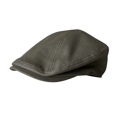 Chester Linen Newsboy Cap in Army Green