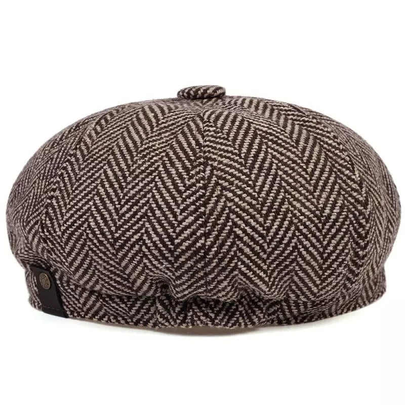 Shelby Herringbone Newsboy Cap – Vintage Cotton Flat Cap