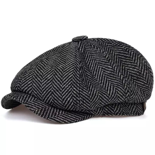 Shelby Herringbone Newsboy Cap – Vintage Cotton Flat Cap