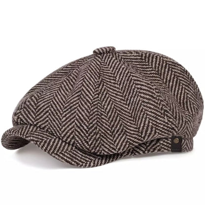 Shelby Herringbone Newsboy Cap – Vintage Cotton Flat Cap