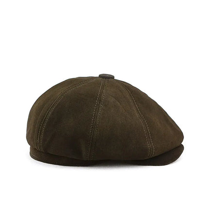 Shetland Genuine Suede Leather Newboy Cap - Classic Suede Finish For Casual Style