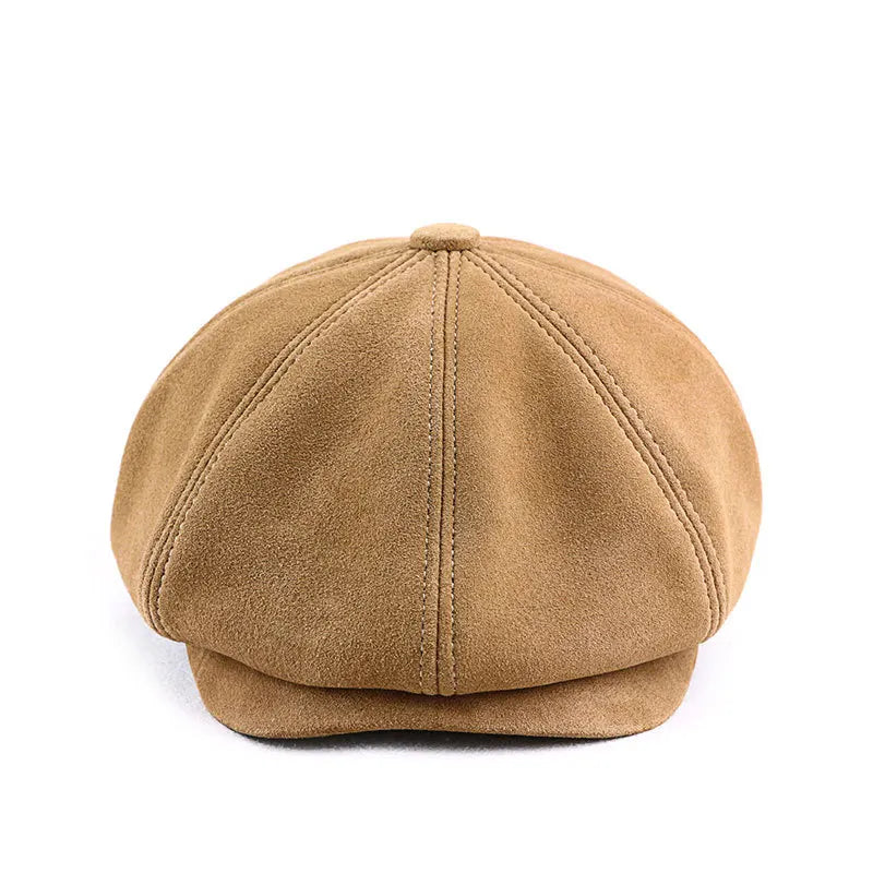 Shetland Genuine Suede Leather Newboy Cap - Classic Suede Finish For Casual Style