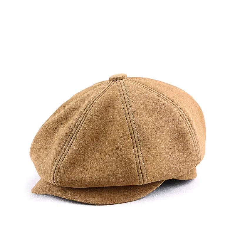 Shetland Genuine Suede Leather Newboy Cap - Classic Suede Finish For Casual Style