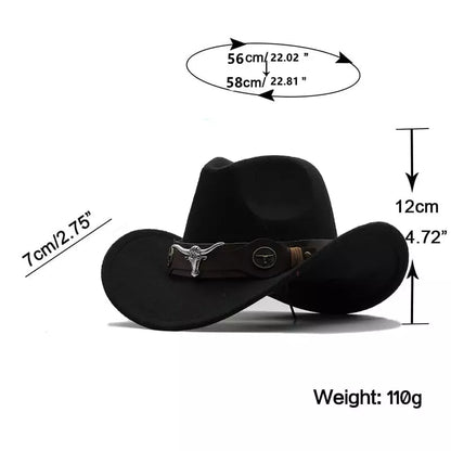 Silver Bull Wool Cowboy Hat – Adjustable Western Wide Brim Hat